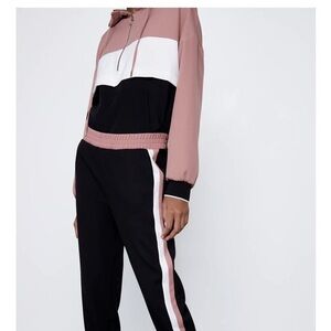 Zara Black and Pink Stripe hoodie and  Joggers